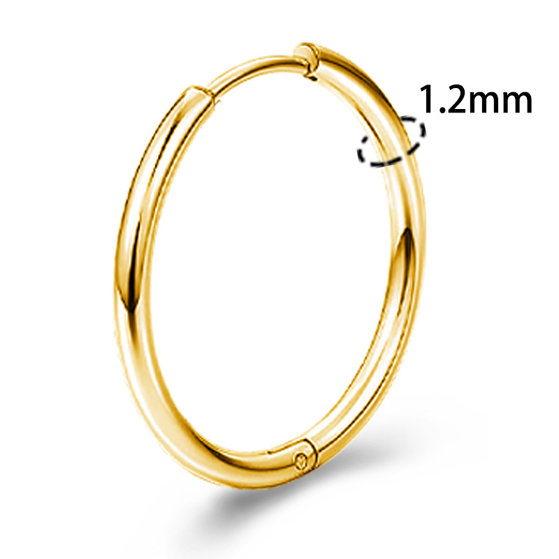 Hand-thrown cross-border 1.2mm wire diameter titanium steel earrings, fashionable hoop earrings for men and women, unique stainless steel circle ear cartilage rings.