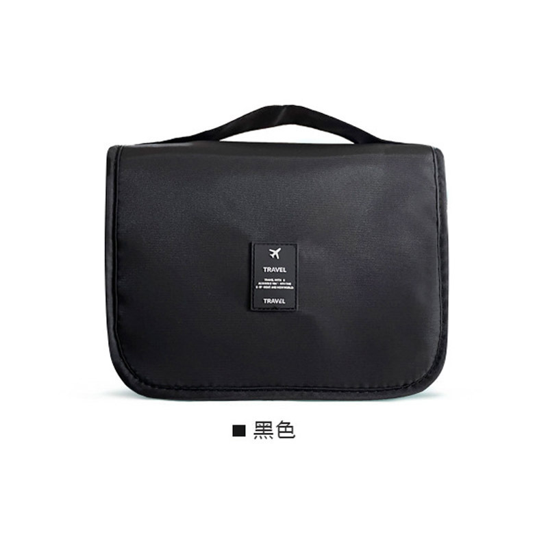 Large capacity portable travel organizer bag made of twill fabric, waterproof, unisex, with hanging hooks.