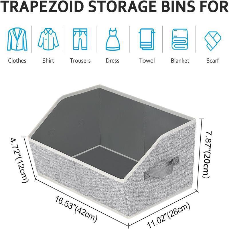 Trapezoidal storage box for home use, wardrobe, desktop, drawer, toy, book organizer, foldable snack storage box