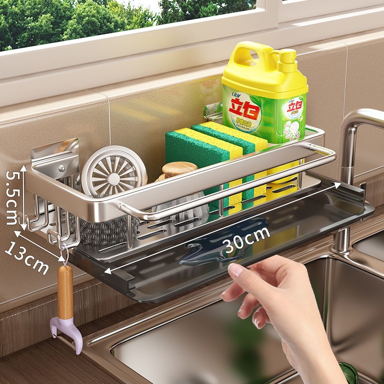 Rag rack, kitchen storage rack, non-drilling storage rack, wall-mounted seasoning rack, household draining basket, sink wonder