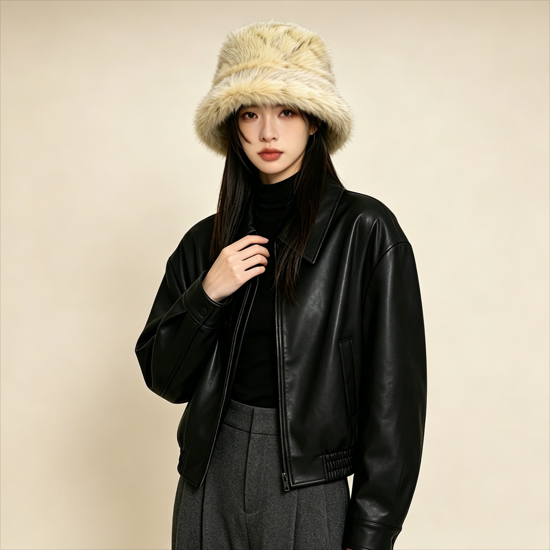 A new style of fisherman hat for women in autumn and winter, which is versatile and can show off your face. It's a small, large-headed, bucket-shaped and basin hat with faux fur