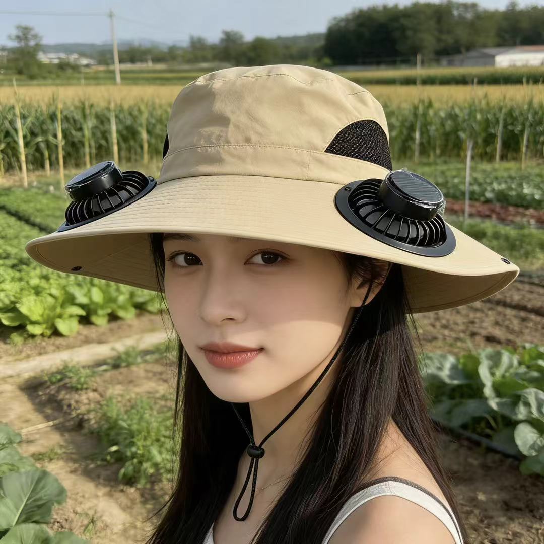 Summer cross-border solar sunshade and sun protection hat, hiking and fishing hat, UV-resistant charging fan hat, fisherman hat