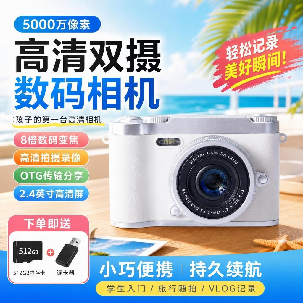 H6 Digital card Camera 50-megapixel high-definition dual-camera portable selfie camera for students to start with and record campus