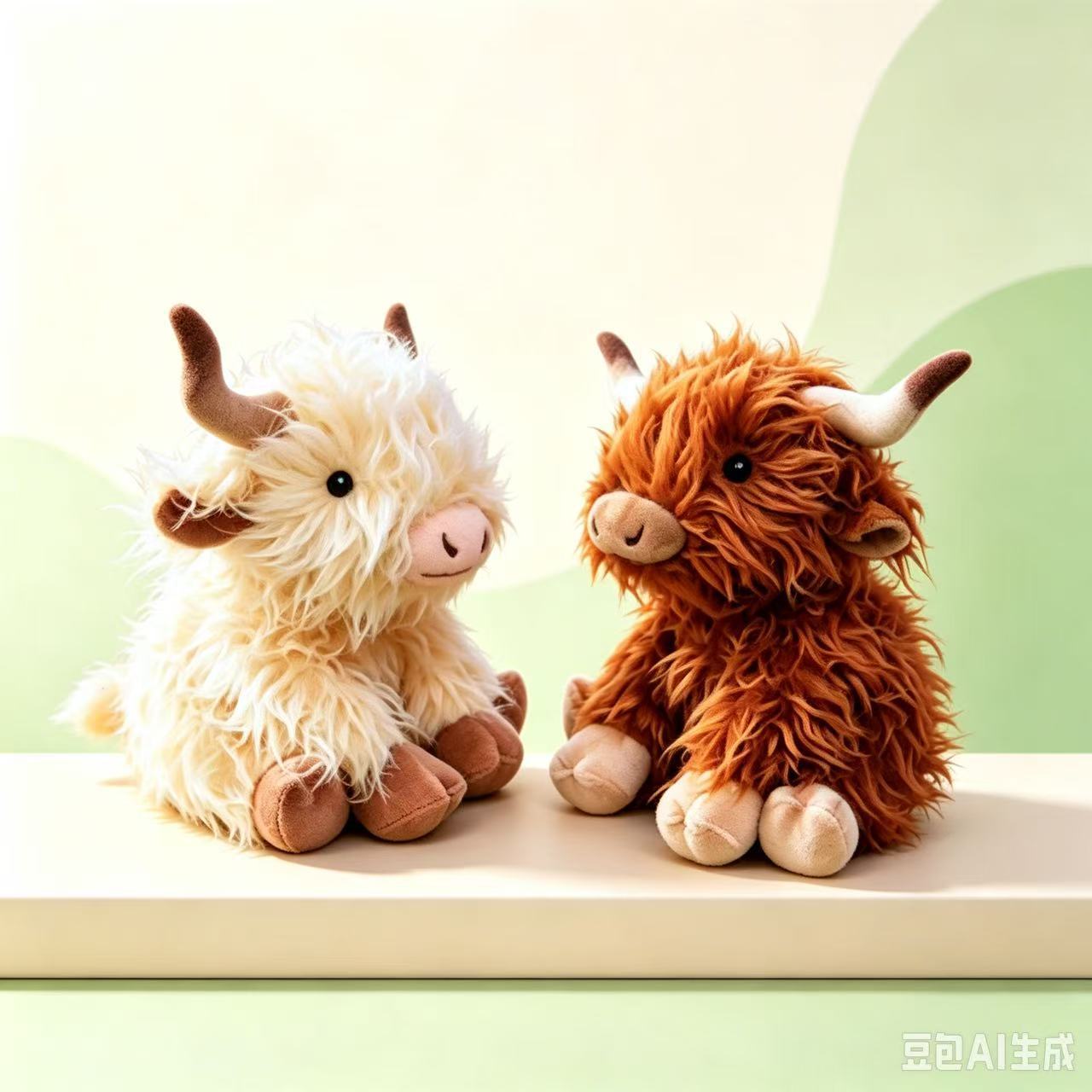 Cross-border new Highland Cow simulation Scottish Highland cow plush toy, cute yak figurine gift