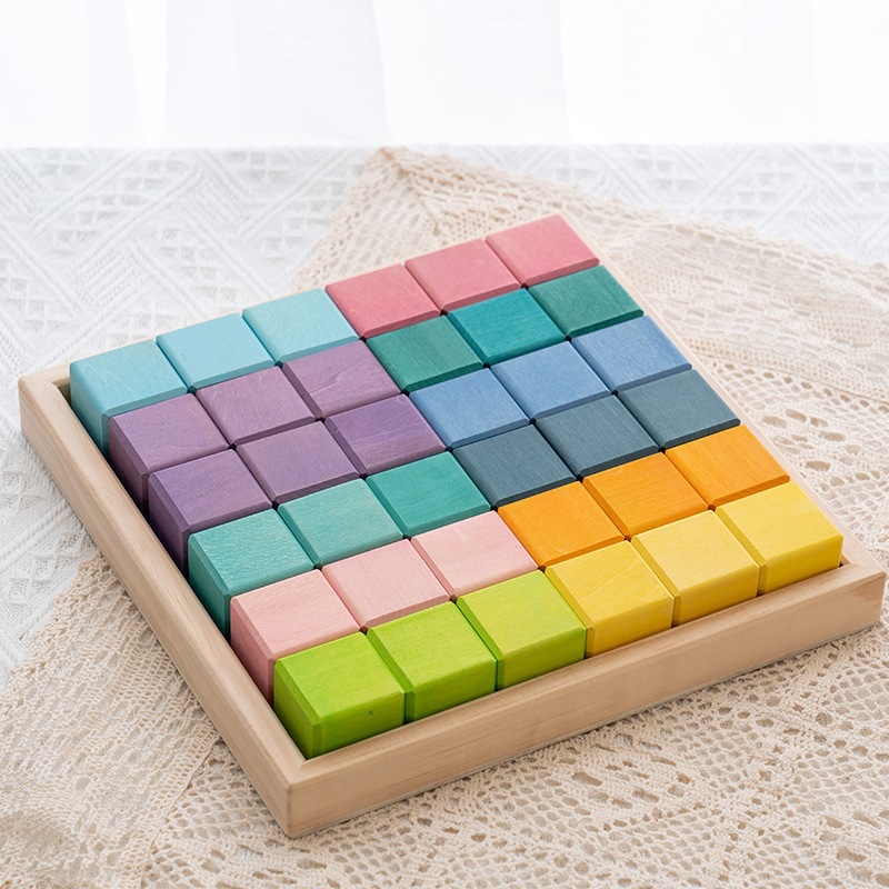 Cross-border children's toys, rainbow building blocks, kindergarten intelligence and early education, stacked height, 3-6 years old girls and boys gift wholesale