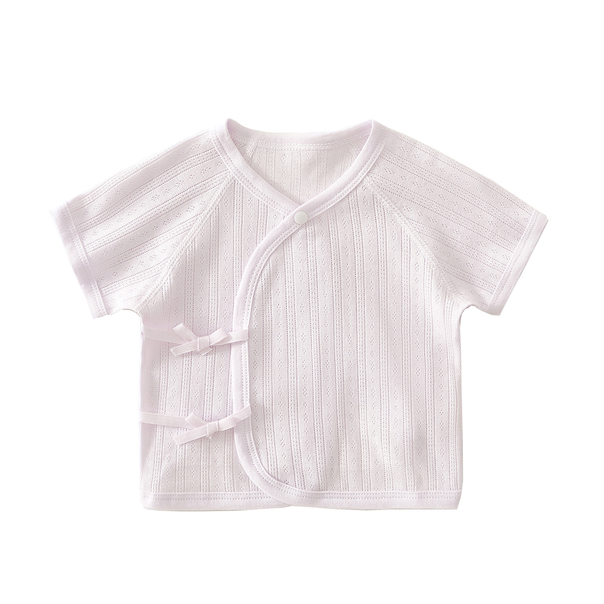 Newborn baby half-back blouse, summer thin style, pure cotton, seamless, short-sleeved, monk-style top, summer air-conditioned room top.