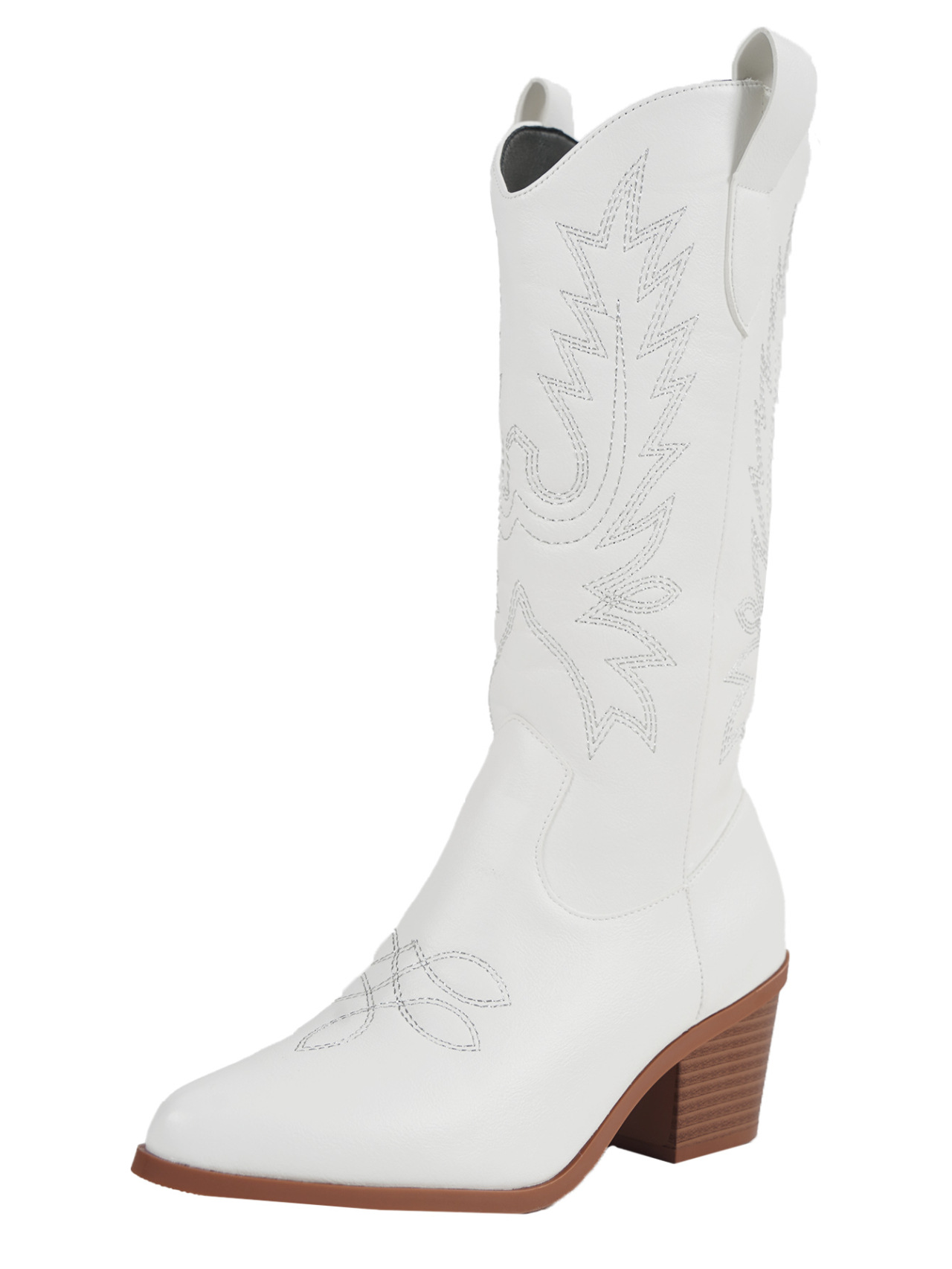 Cross-border trade large-sized long boots for women 2026 new style high-heeled high boots white Western cowboy knight boots