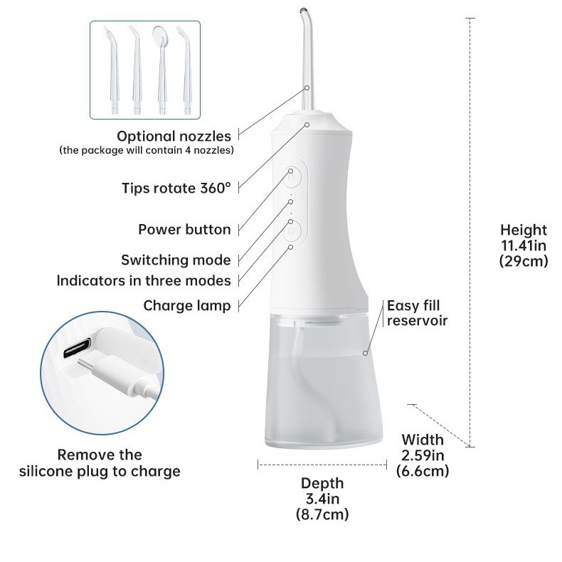 Cross-border household detachable water flosser, oral tartar removal electric portable water flosser, large water tank dental cleaner