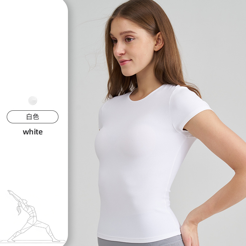 SNU Summer Yoga Short-Sleeve Women's Versatile Slim Fit Fitness T-Shirt, Waist-Defining, Breathable Sports Top, Lulu Thin Style