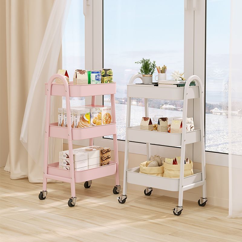 Premium selection, free shipping, carbon steel storage rack trolley, bedroom and kitchen storage rack, movable caster bedside storage rack