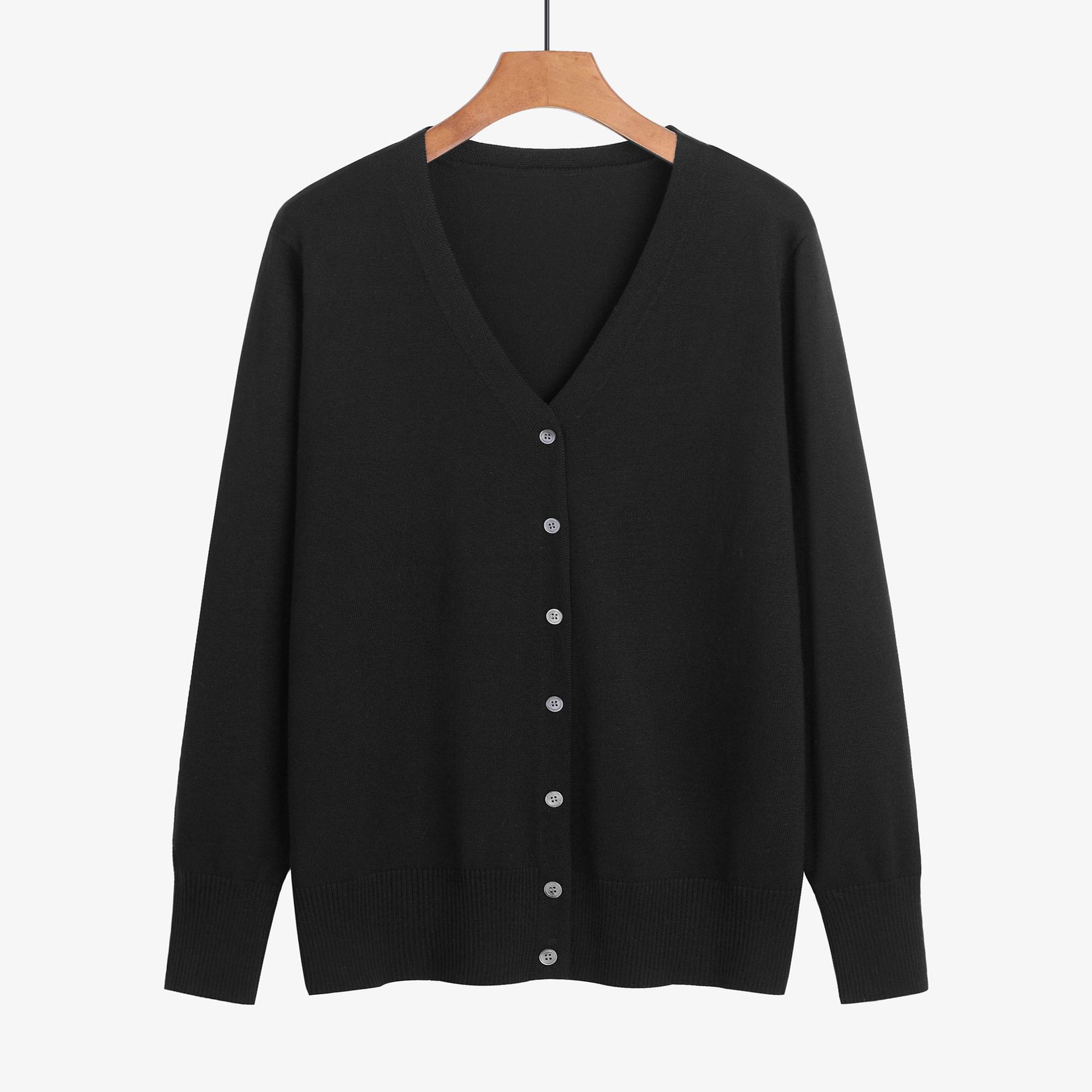 2025 Spring Collection Long-Sleeved Knit Cardigan, Solid Color, Simple and Elegant Style, Women's Sweater, Plus Size Coat (for 200 lbs)