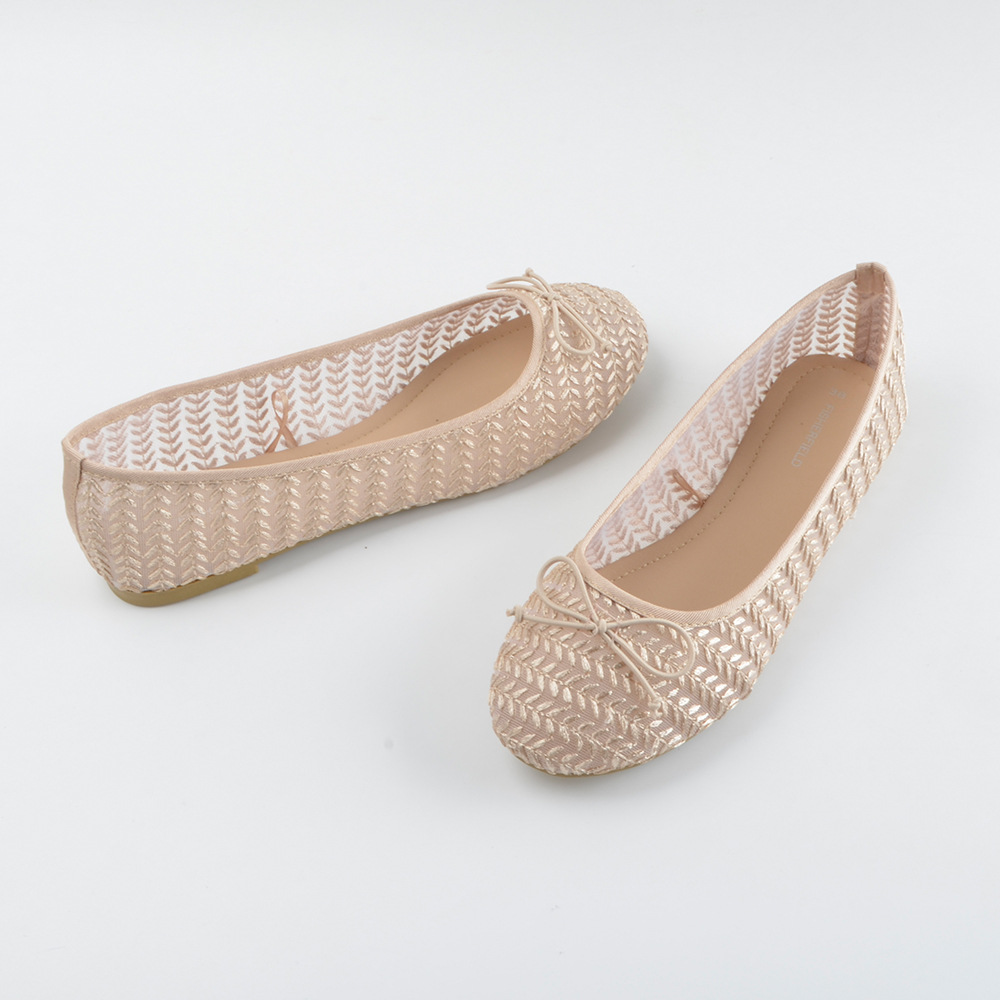 Breathable mesh slip-on shoes for export processing, spring 2025, new bow-knot style, low-cut, comfortable, slip-on design.