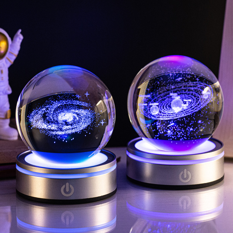 For Mother's Day, a small cosmic luminous crystal ball ornament and an astronaut night light are given as birthday gifts to your boyfriend and girlfriend