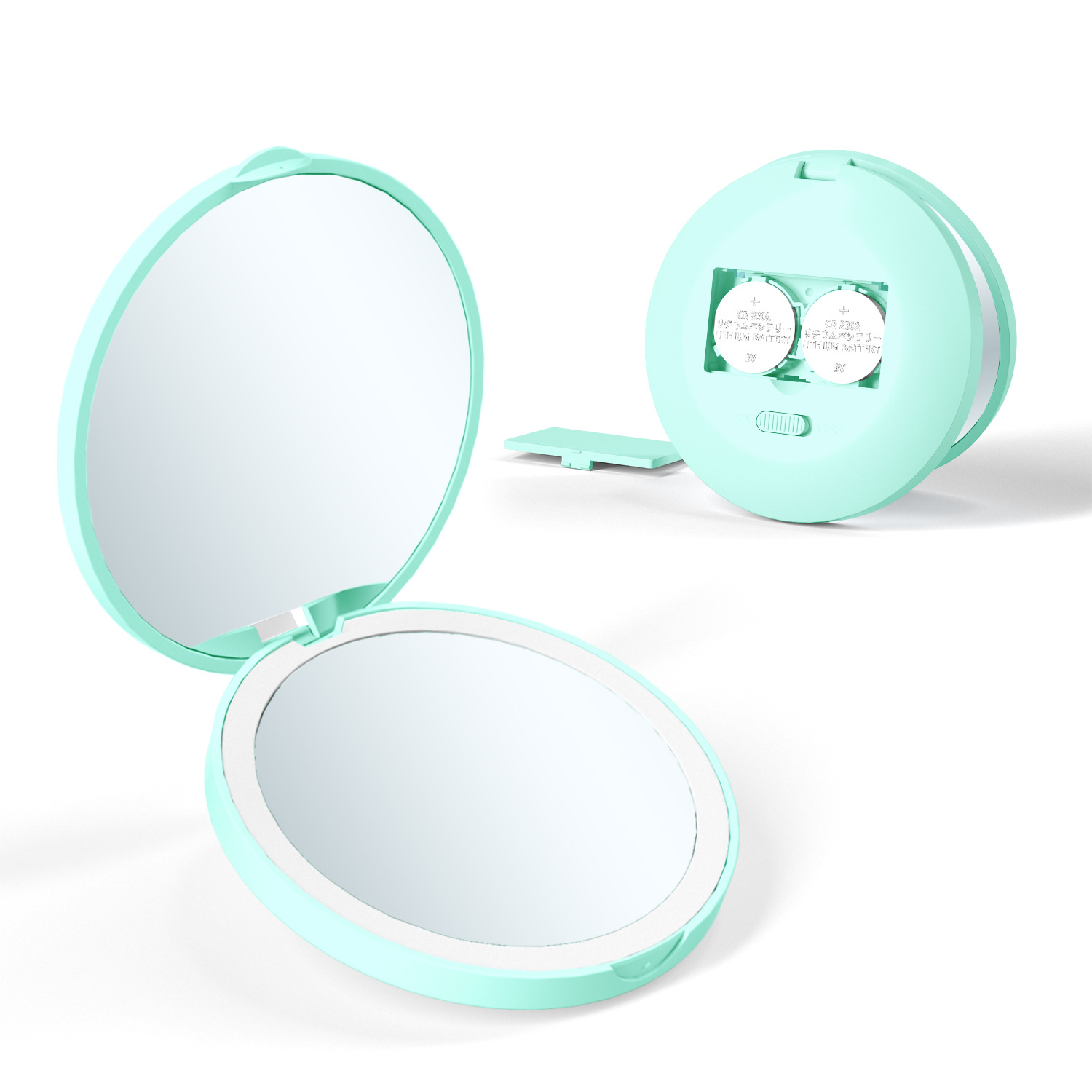 Portable folding LED makeup mirror with magnetic Type-C charging, three-color light, customizable gift mirror, source factory.