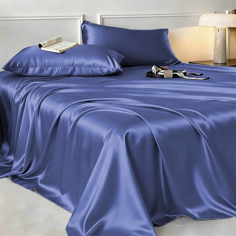 2026 New Ice Silk Bed Sheet, Single Piece, Summer Silky Smooth and Cool Feel, Student Dormitory Single Duvet Sheet and Pillowcase Set (3 Pieces)