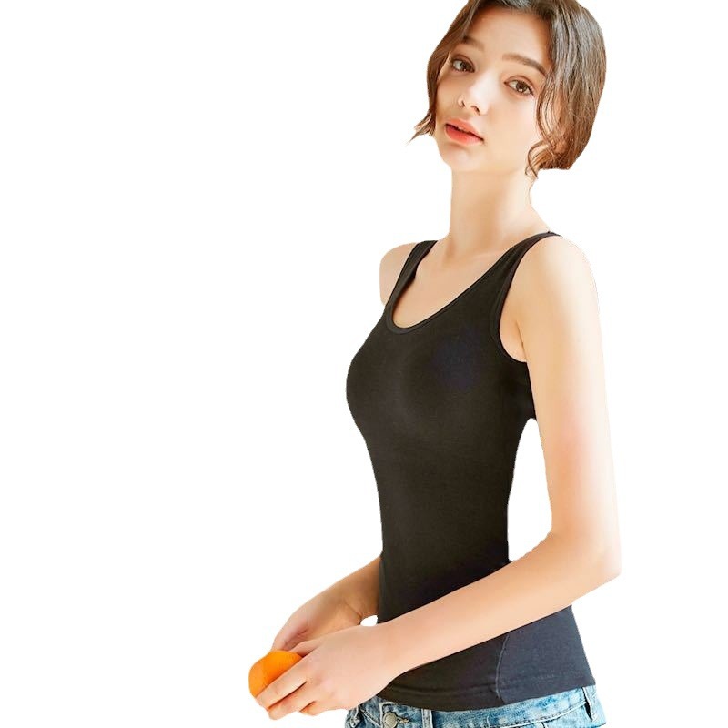 Factory direct sales of mulberry silk vests with bra pads, thin summer style, breathable, versatile, and slimming camisole for women.