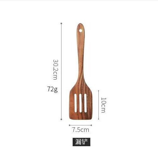 Cross-border Acacia wood Amazon wooden spatula, cooking spatula, filter spatula, kitchen strainer, wooden rice spoon, noodle scoop set