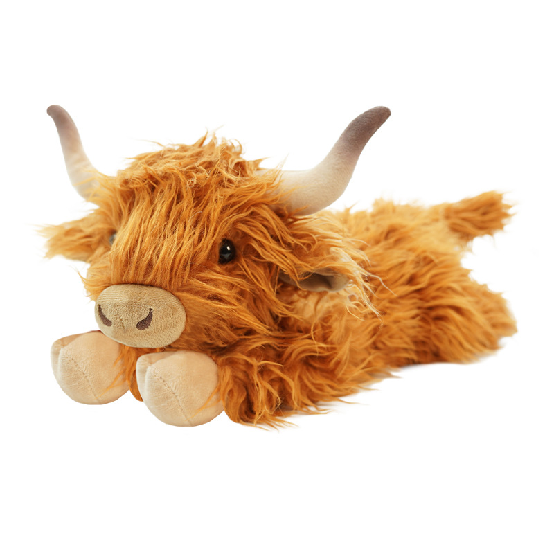 Simulated Highland cow plush toy, cute children's toy, soothing doll, birthday gift, cross-border bestseller
