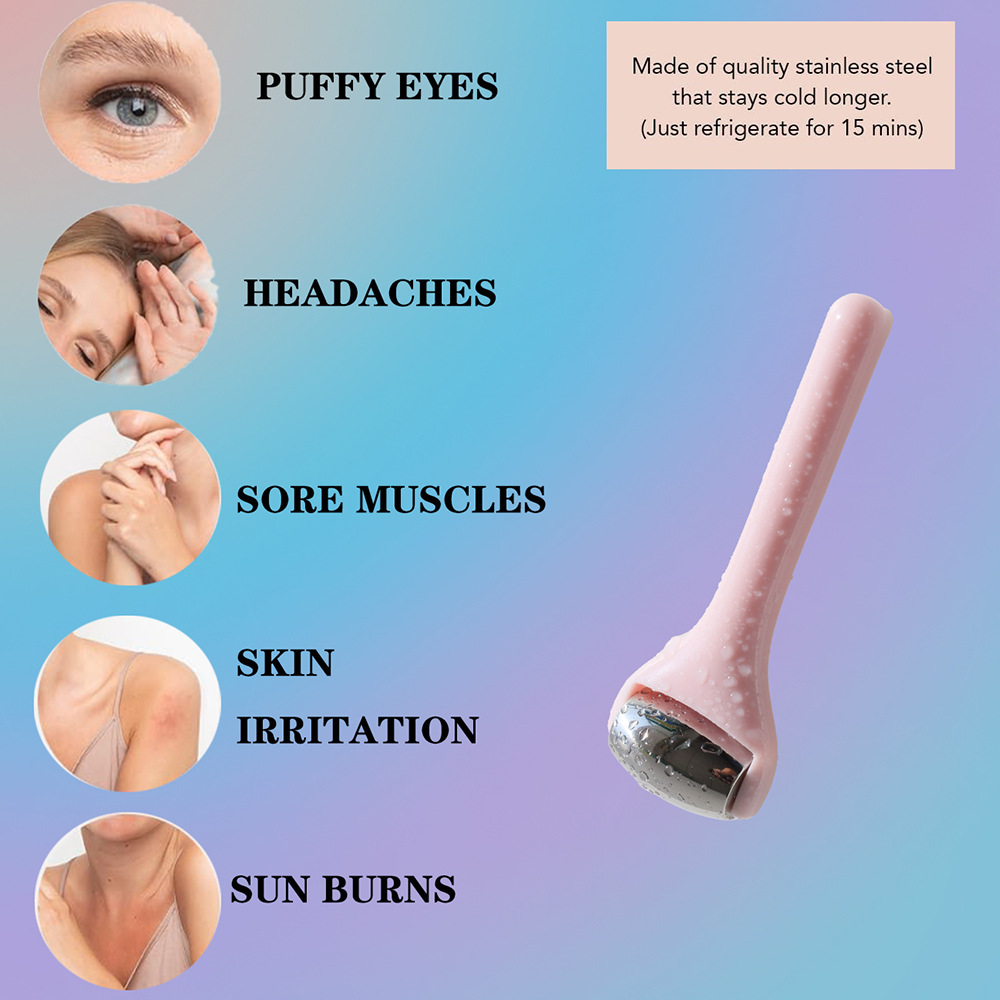 New Stainless Steel Eye Cream/Eye Mask Infusion Stick, Silicone Facial Massager, Double-Headed Roller, Mini Eye Cream Stick Set