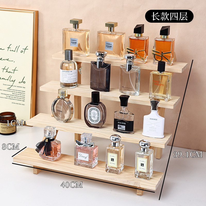 High-quality solid wood tiered perfume display rack, desktop display, home wooden perfume storage rack