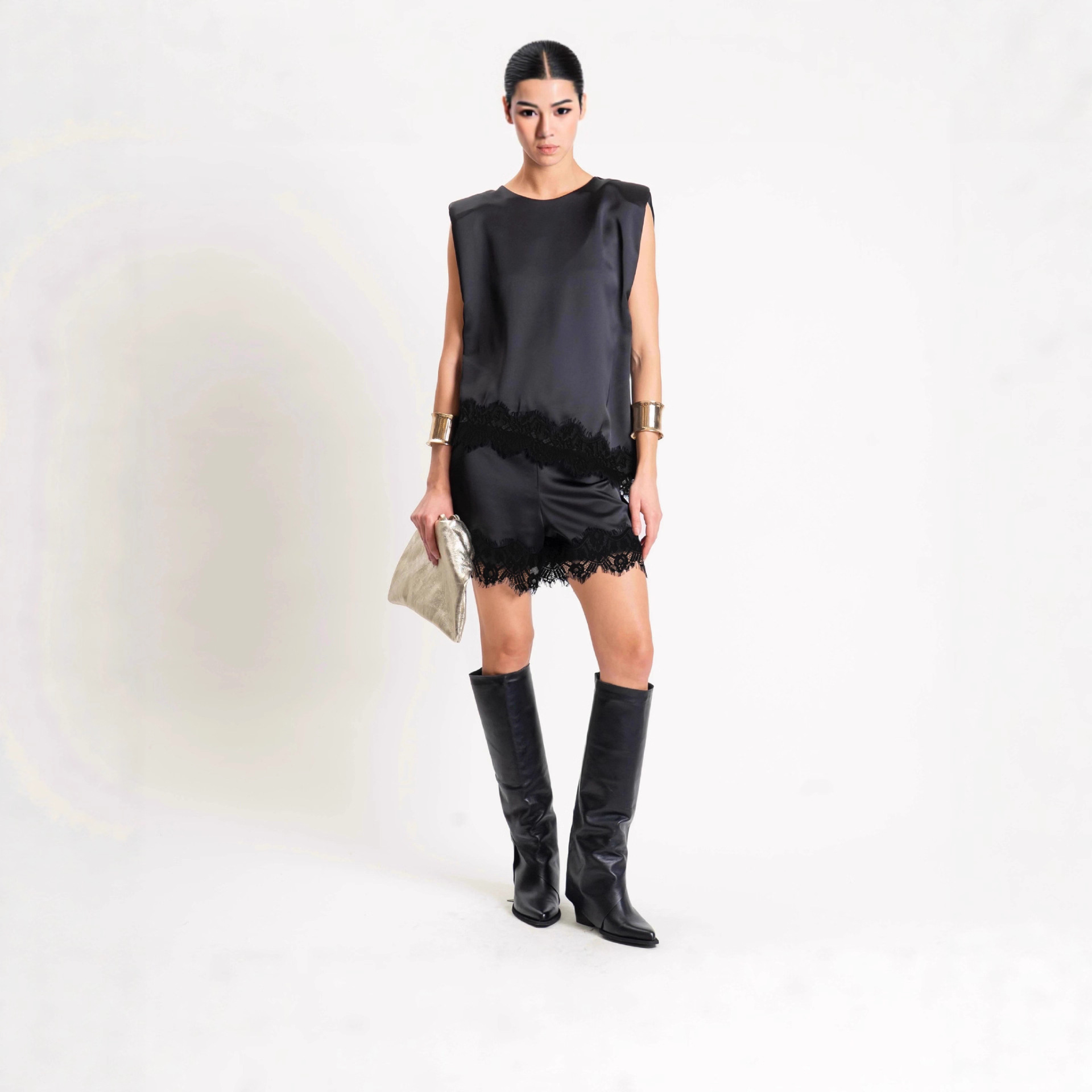s32359 European and American cross-border autumn new style lace-trimmed wide-leg shorts for women, stylish and fashionable casual pants