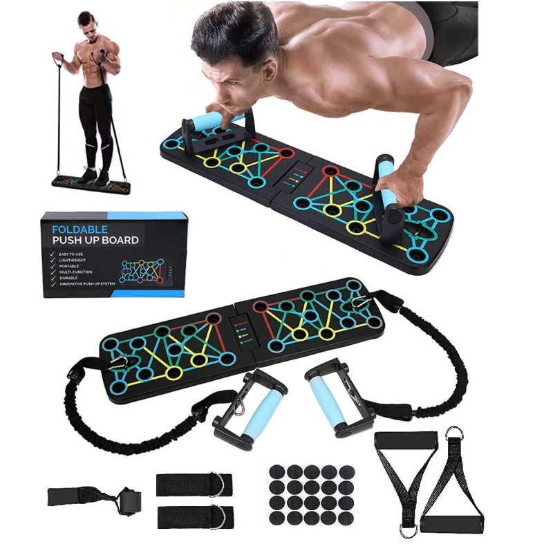 Foldable push-up board, multi-functional fitness board, home support, chest muscle training equipment, resistance band