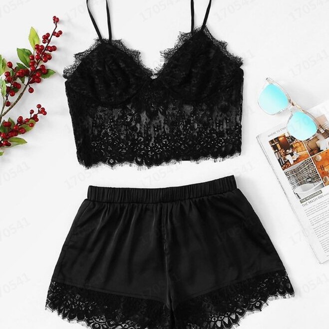 European and American style women's silk camisole princess nightgown sexy and seductive two-piece lingerie nightgown loungewear