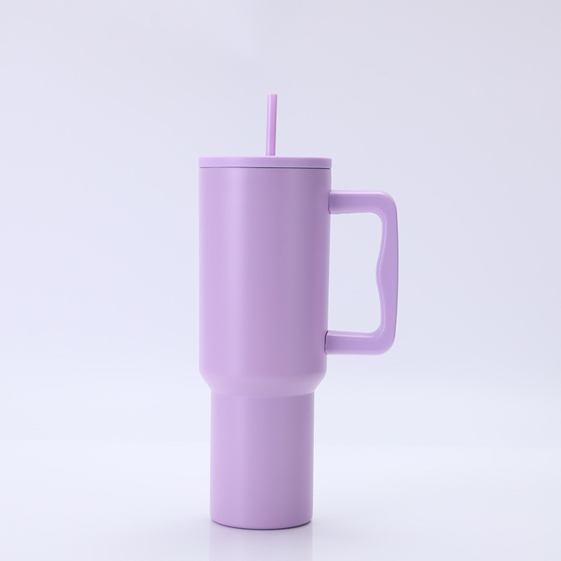 New cross-border hot-selling 40oz handle car mug, vacuum 304 stainless steel mug, large capacity, with straw, insulated mug.