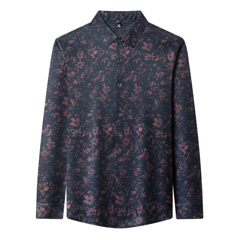 Fleece men's printed shirt, new autumn and winter fashion for middle-aged and young people, Korean-style stylish and warm Polo shirt cardigan