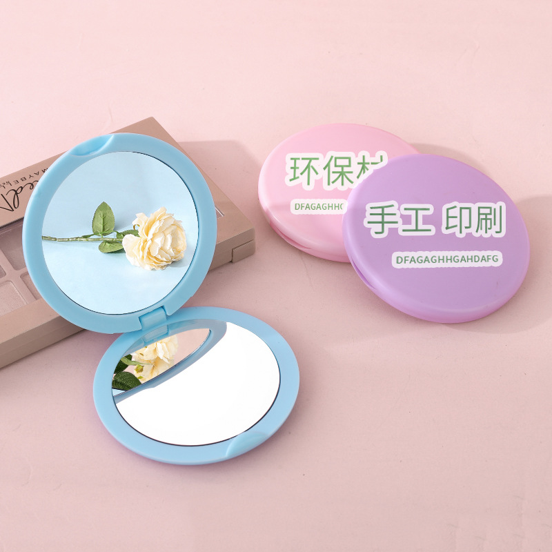 Portable folding makeup mirror, high-definition handheld small mirror, mini electroplated round mirror, desktop convex mirror