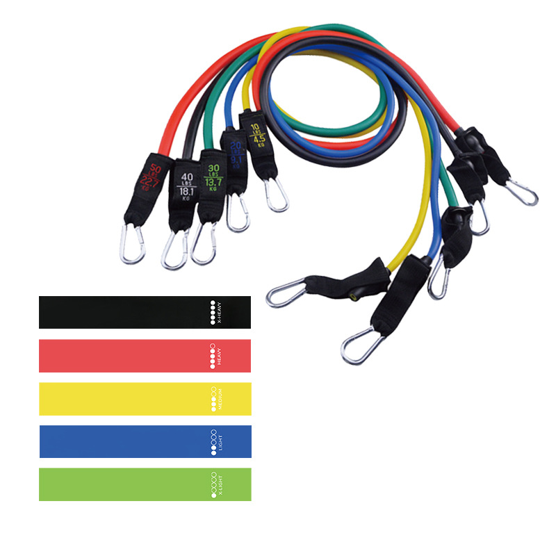 TPE 11-Piece Resistance Band Set - Multifunctional Yoga Strength Training Resistance Rope - High Elasticity Fitness Resistance Rope