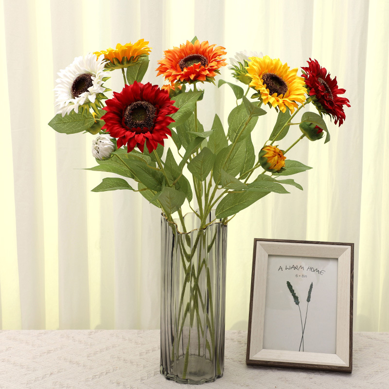 If you cherish two sunflowers for home living room decoration, artificial flowers, bonsai and photography ornaments, they are highly realistic