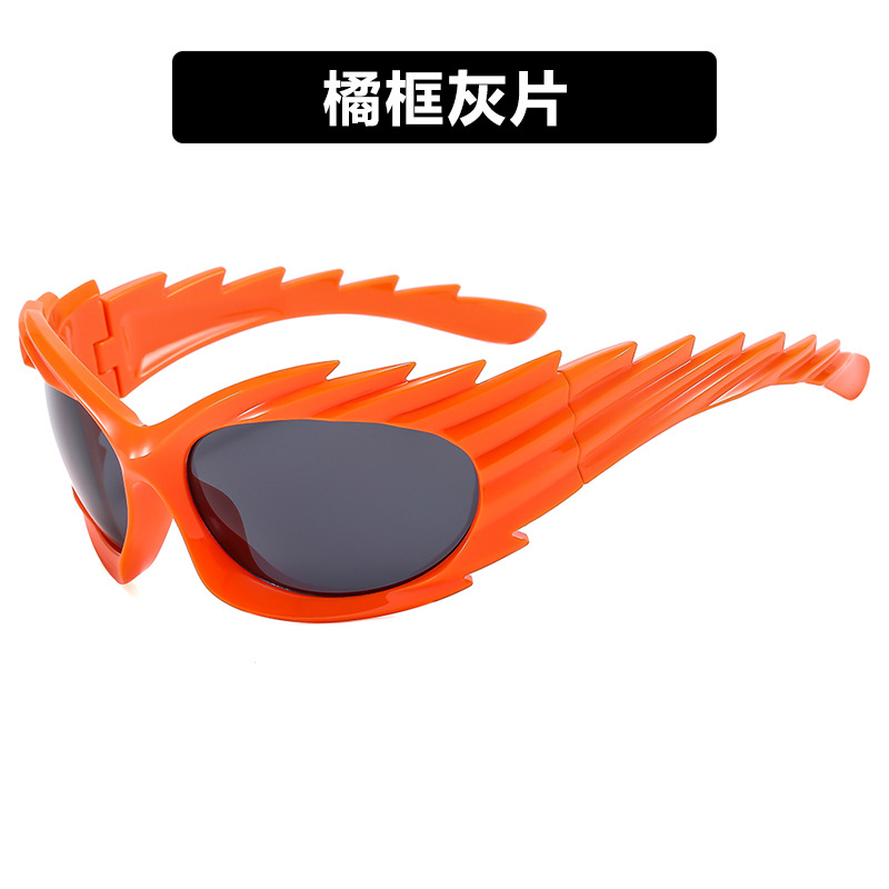 KEDUN Y2K Spiked Hedgehog Sunglasses, European and American Style Unique Winged Cycling Sunglasses, Trendy and Stylish on Instagram