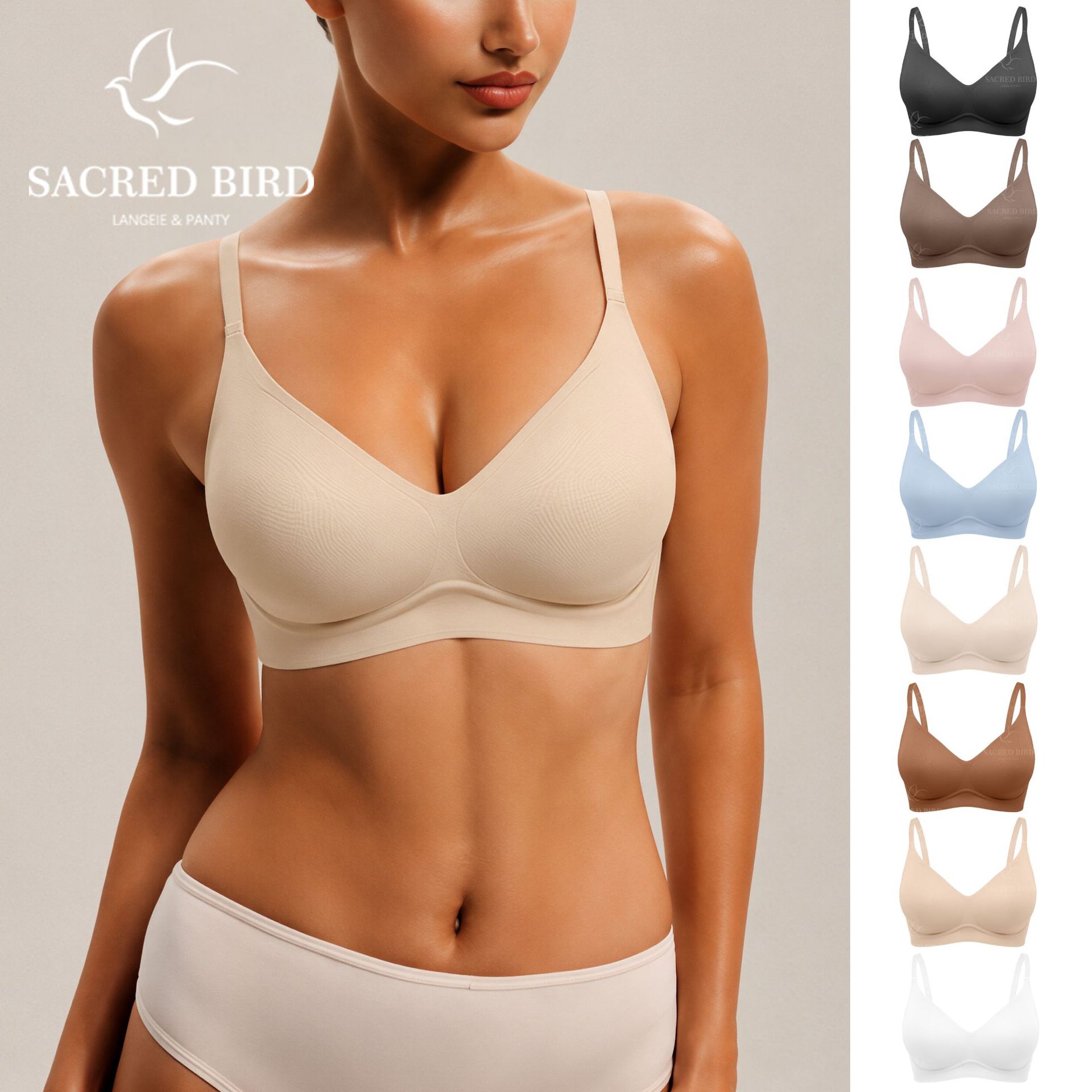 2026 New Amazon Women's cross-border jelly bra, U-shaped beautiful back, no steel ring, soft support, seamless, large-sized underwear