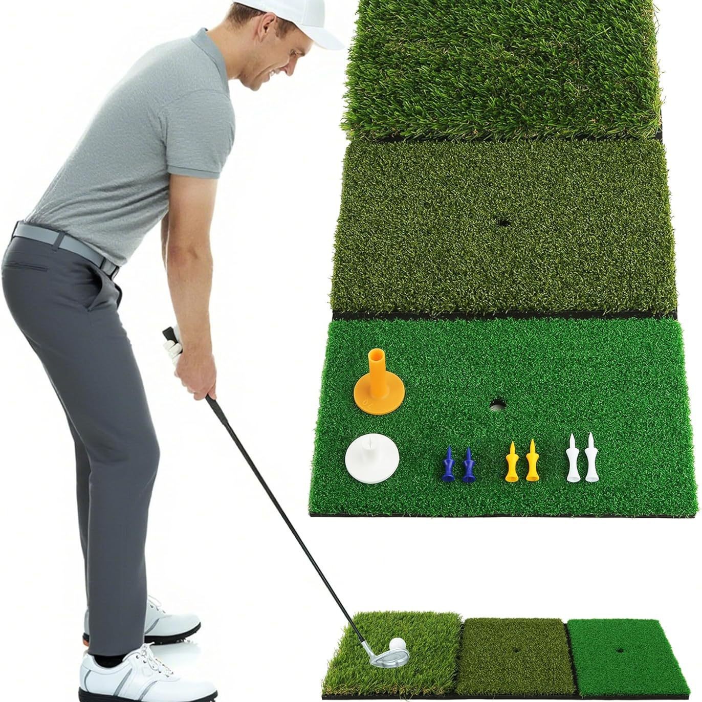 Manufacturer's portable mini outdoor golf putting practice mat, golf hitting mat, golf hitting mat
