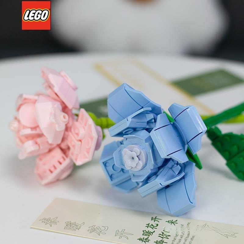 Rose and sunflower assembly children's eternal bouquet building block toy birthday children's Children's Day Valentine's Day crystal lotus