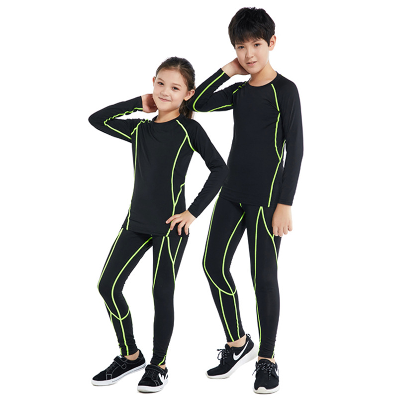 Children's basketball uniforms as base, tight-fitting clothes, training suits, boys' sports sets, football and running quick-drying clothes as inner layers for autumn and winter