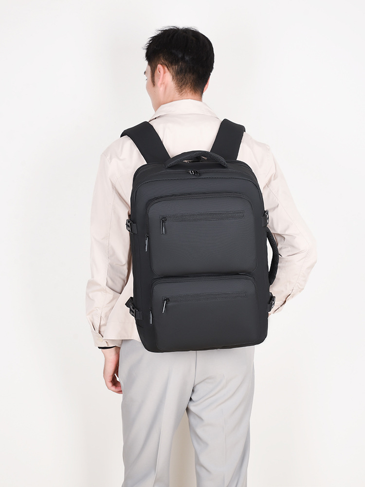 Outdoor leisure travel backpack, business trip backpack, large capacity, portable, multi-functional, expandable, water-resistant, double-sided backpack.
