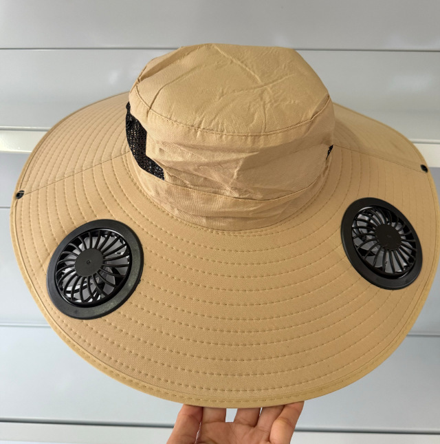 Cross-border solar fan wide brim hat men's outdoor sunshade sun hat summer sun hat hiking fisherman hat
