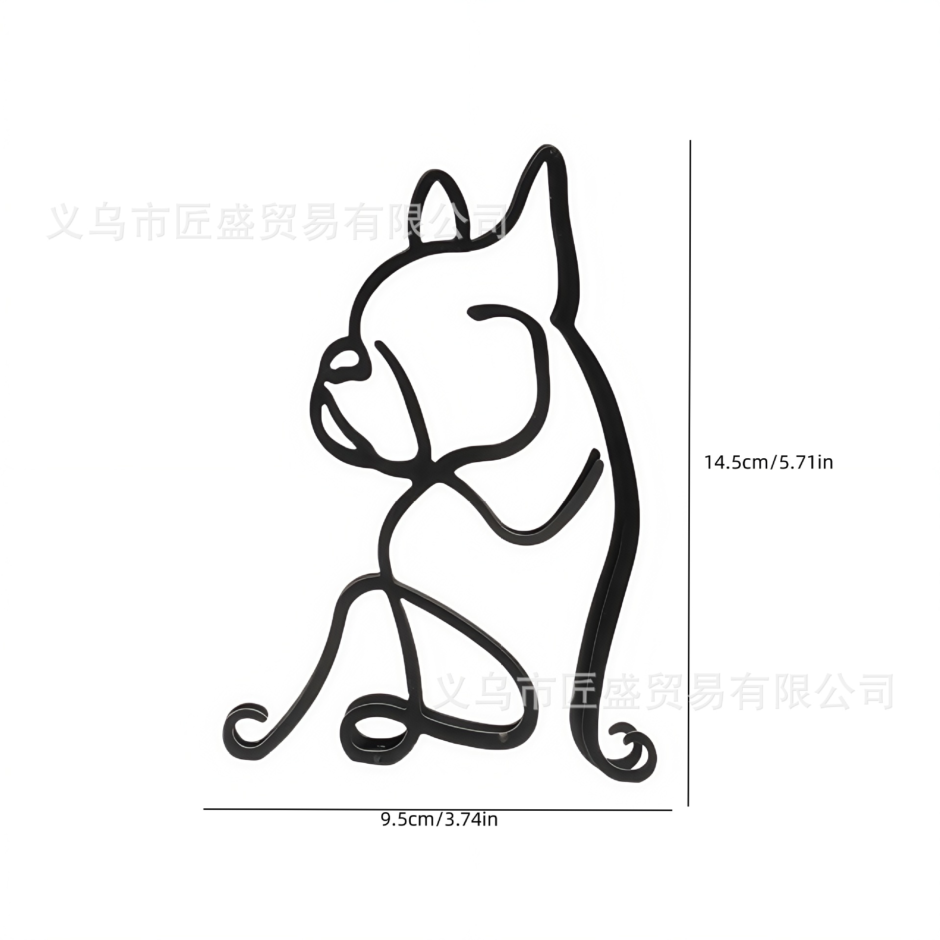 Decorative animal-shaped wrought iron dog and cat figurines for bedroom and living room, modern and minimalist style.