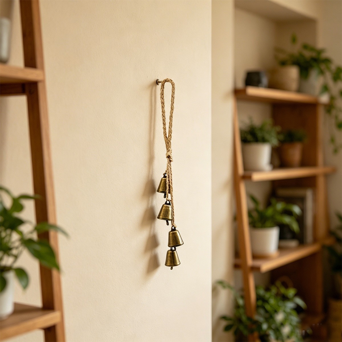 New cross-border product: Bell pendant, hemp rope bell, metal retro horn bell, home wall hanging decorative craft.