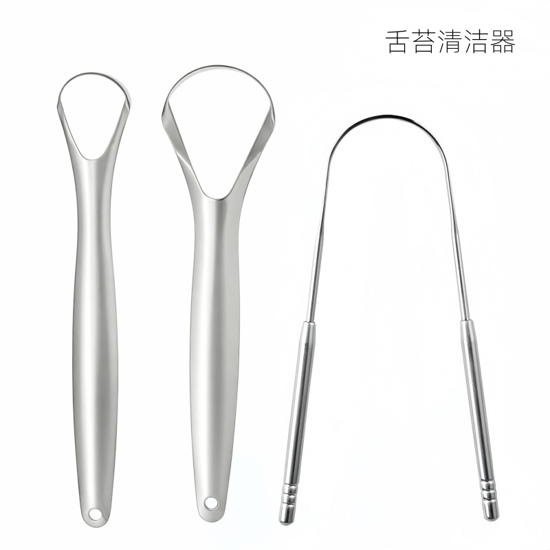 Stainless steel tongue scraper, tongue coating cleaner, tongue scraper plate, tongue coating brush, oral cleaning tool set