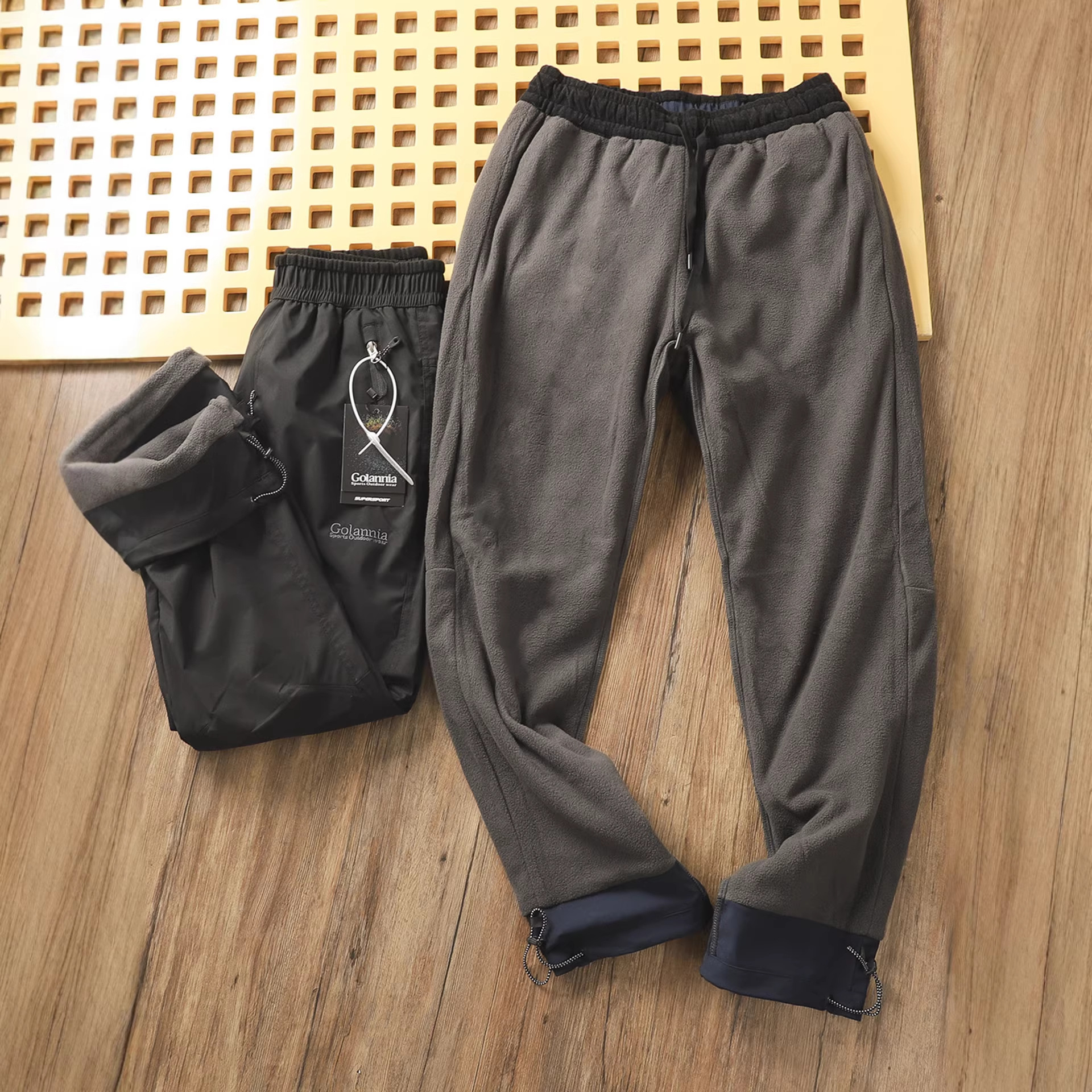 Russian outdoor men's windproof and waterproof double-layer fleece thickened casual pants, straight-leg pants, windproof pants and cold-proof pants