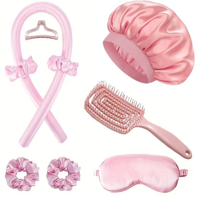 Cross-border heatless curling iron, sleeping cap, eye mask, comb, box set, hair curling tool, Amazon, hair delivery available.