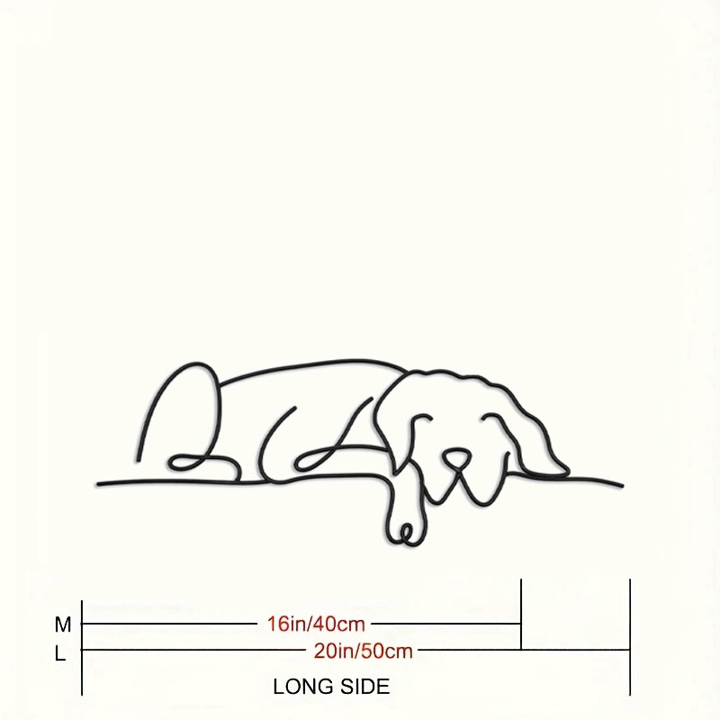 New wrought iron wall-mounted metal musical note sleeping dog wall sculpture, minimalist line design for bedroom and living room.