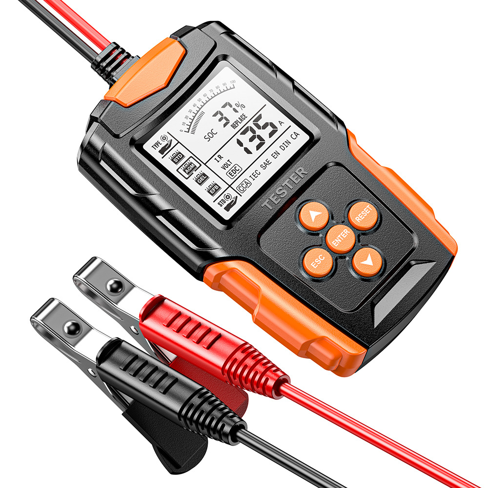 Car battery tester, 12V/24V battery tester, CCA internal resistance meter, motorcycle battery analyzer.