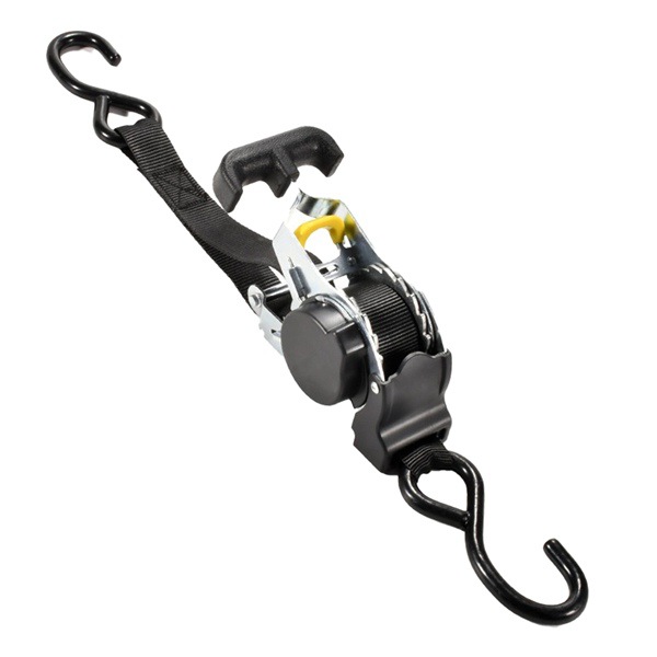 1 color: Black Material: Polyester + metal cargo automatic contraction tensioner binding strap luggage