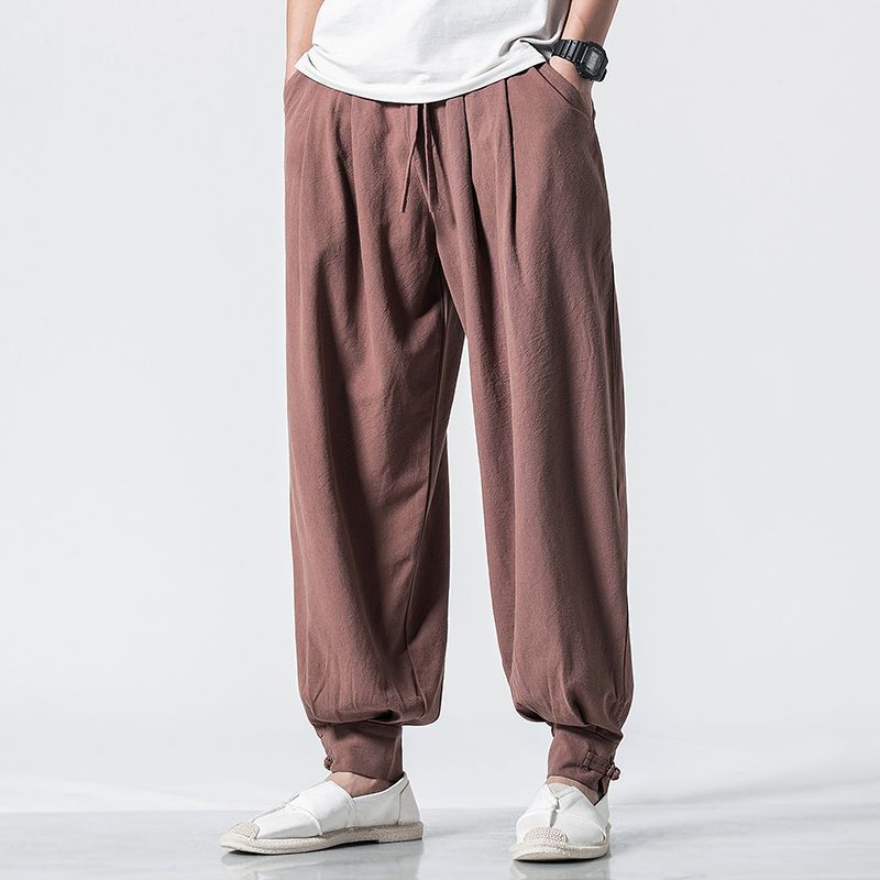 Monk Pants - No Leg Binding, Cotton Linen, Loose Fit, Suitable for Monks and Lay Buddhists, Meditation Pants, Spring/Summer Long Pants