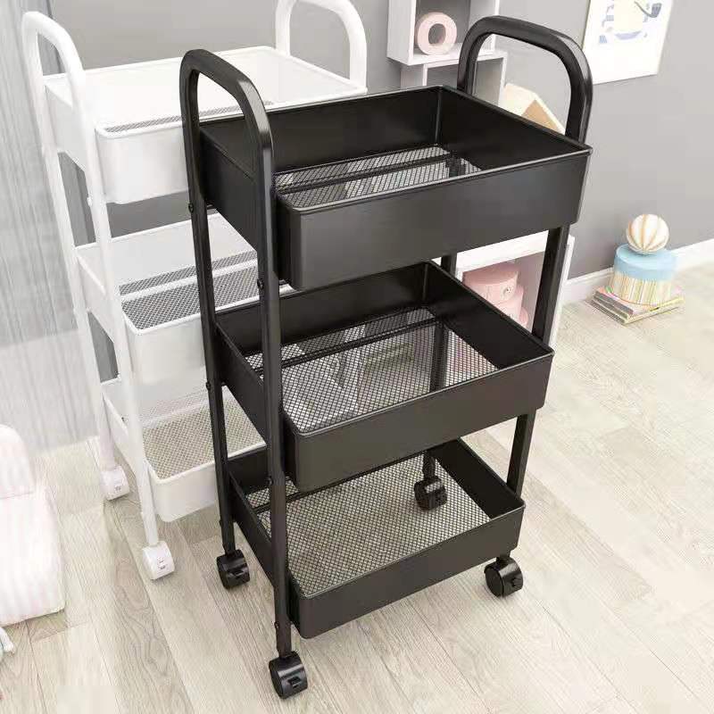 Mobile trolley storage rack, multi-tiered mobile snack rack for kitchen, bedroom, and bathroom.