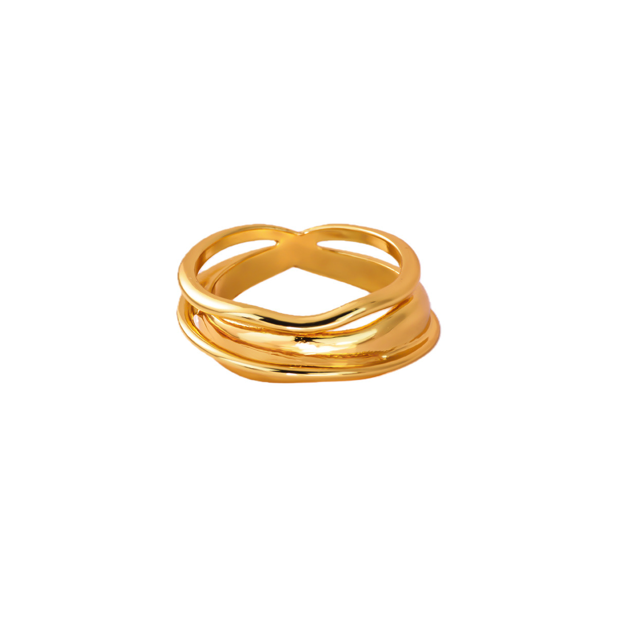 Exaggerated Water Ripple Wide Ring, 18K Gold Plated Genuine Ring for Women, European and American Cross-Border Jewelry